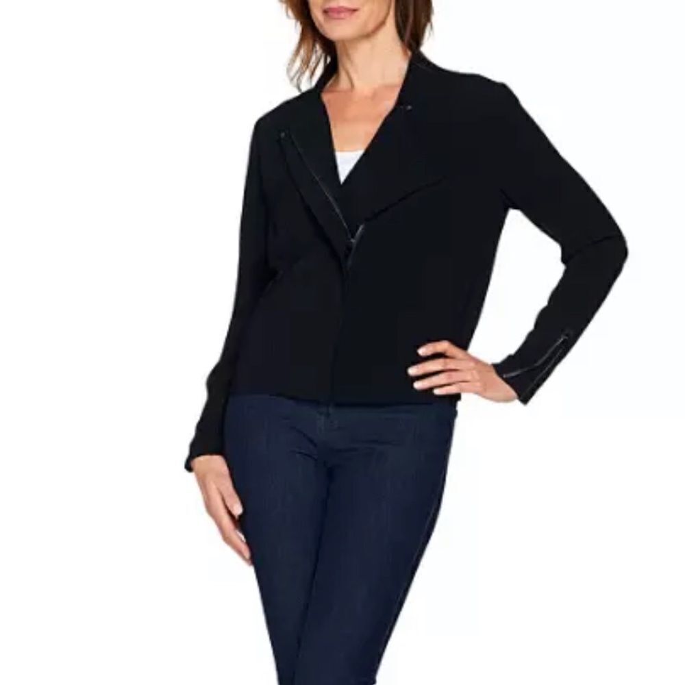 Lisa Rinna Zip Front Textured Bomber Jacket